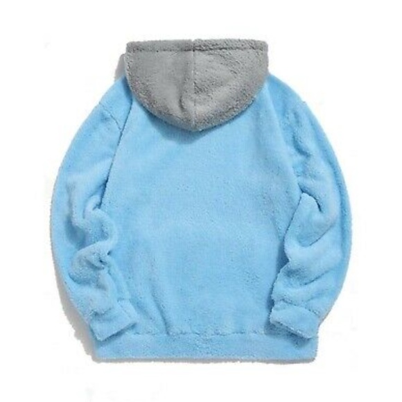 Blue Gray Two Ton Fuzzy Men Light Hoodie - Picture 2 of 4